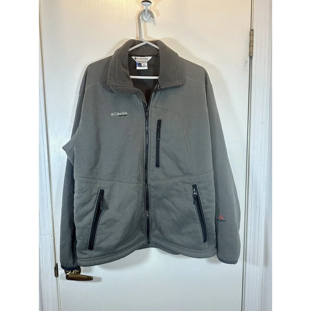 Columbia Mens L Vertex Full Zip Regular Polartec Outdoor Jacket Gray Fleece Line - Picture 1 of 5